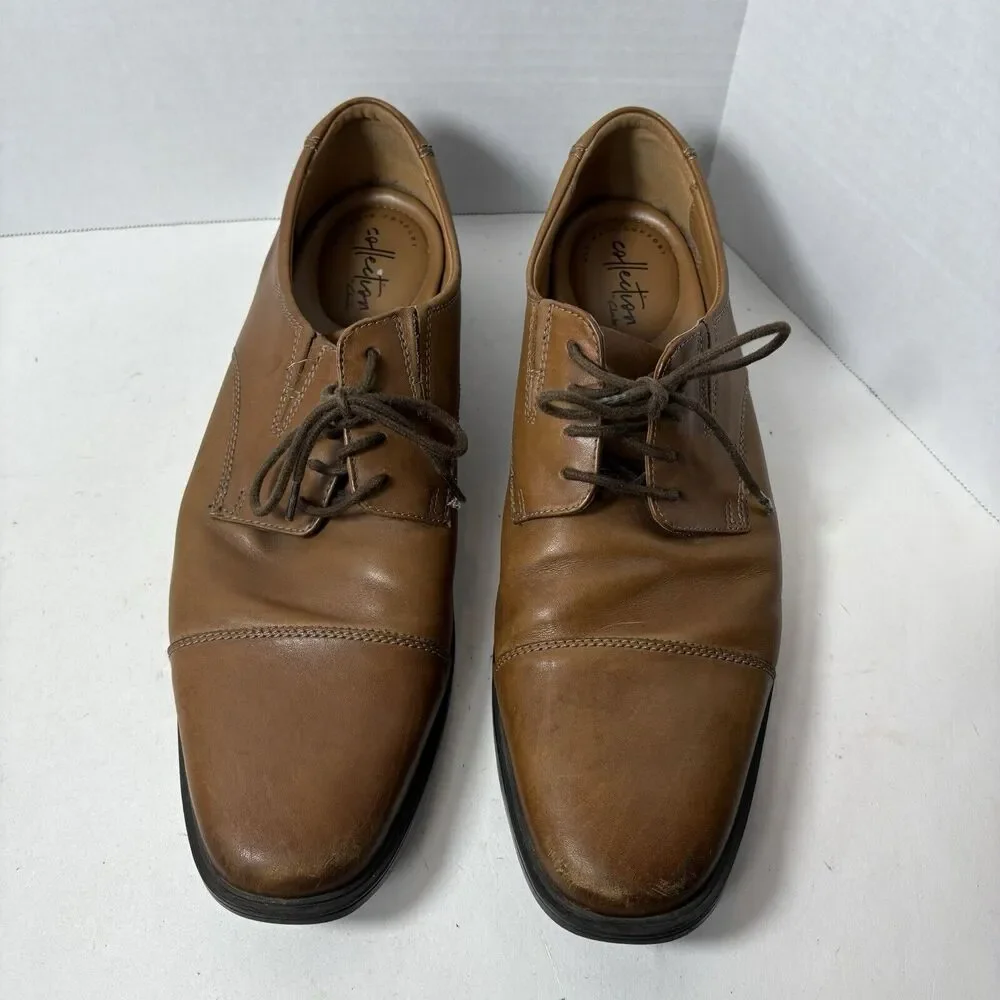 Clarks Collection Shoes Mens Size 11.5 Brown Oxfords Dress Whiddon Cap 15770‎ F2